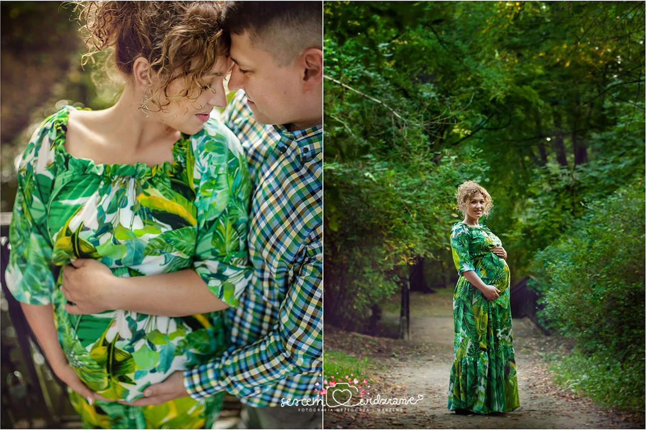 sesja w ciąży z mężem w parku