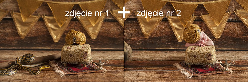 fotomontaż na sesji noworodkowej