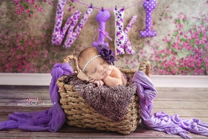 fioletowa stylizacja noworodkowa